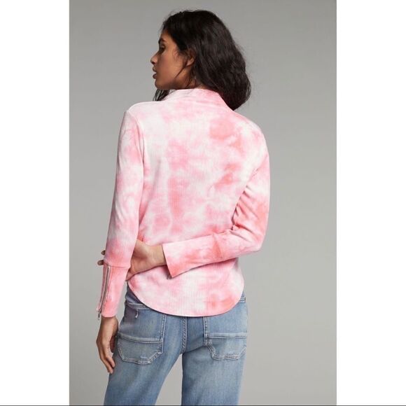 NEW Anthropologie Chaser Charley Pink Quarter-Zip Tie-Dye Pullover Jacket Medium - Picture 4 of 4